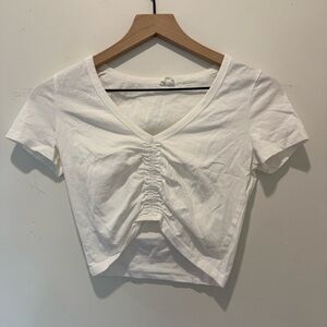 Wilfred White Ruched Crop Top